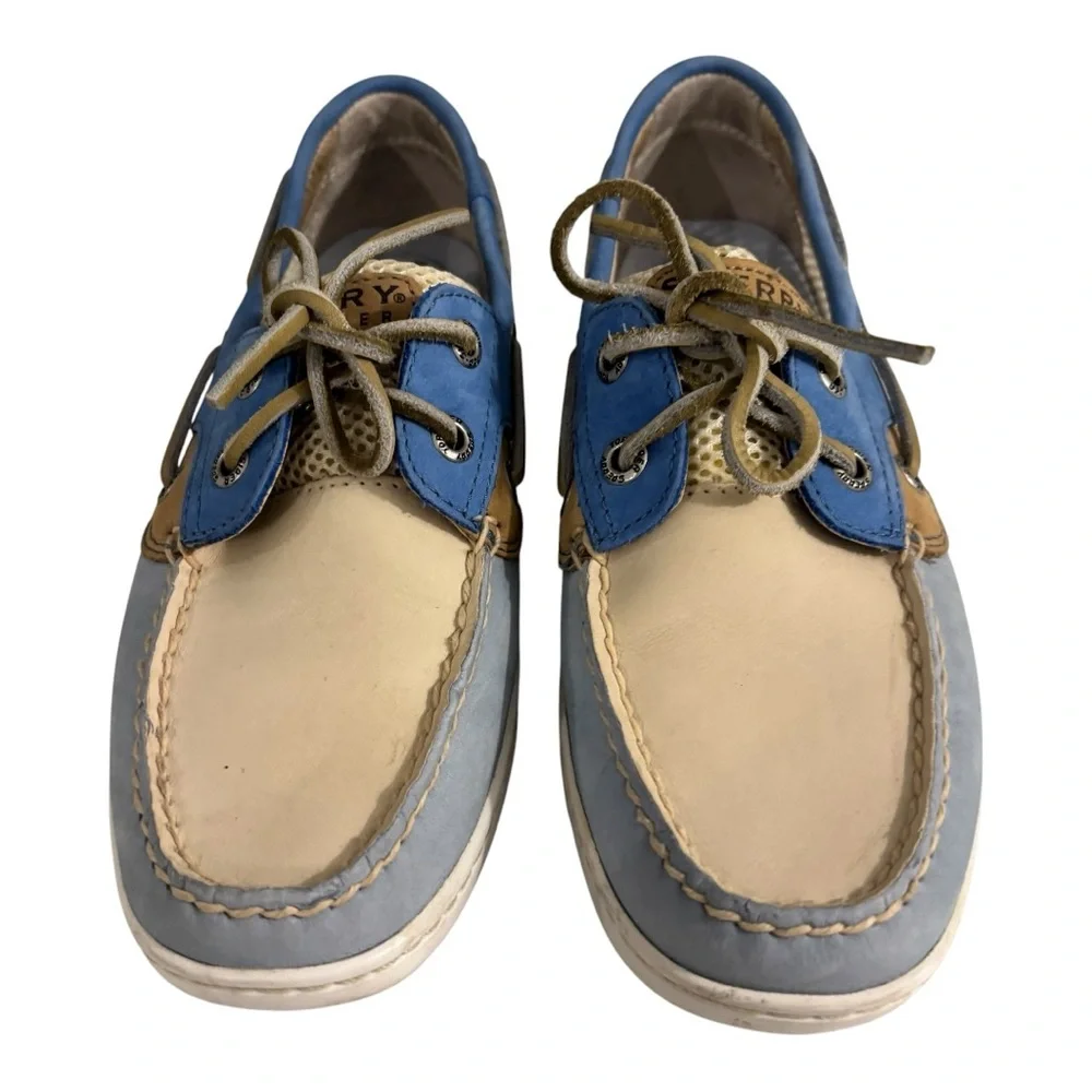 Sperry Topsider Leather Light Blue Preppy Nautical Old Money Boat Casual Shoe 6 - Picture 2 of 12